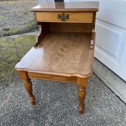 Ethan Allen Vintage 2 Tier Side End Table with Drawer