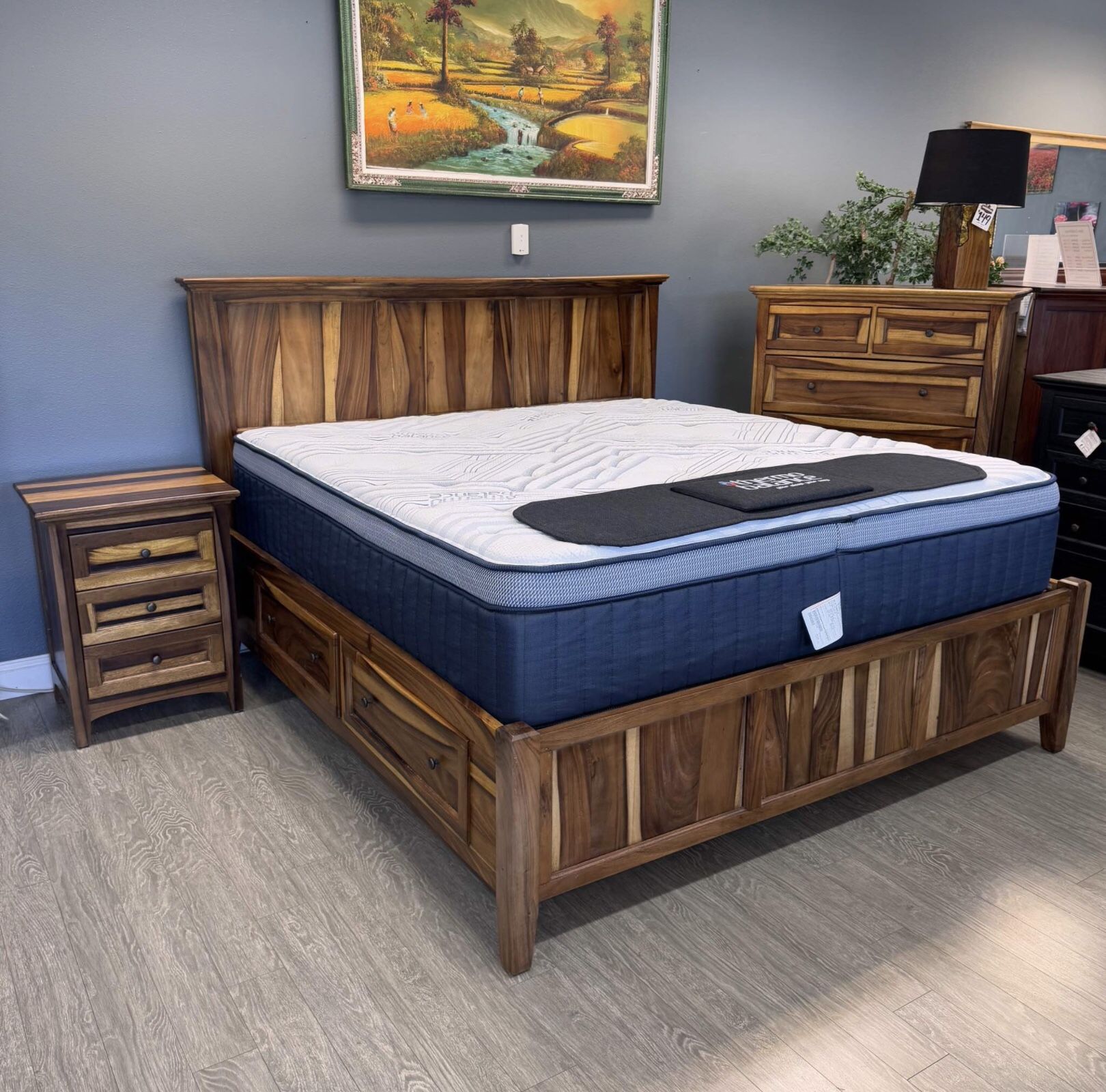 Java Solid Wood Bed Frame w/ Storage Drawers- New Traditions 