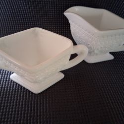 milk glass sugar and creamer sets 