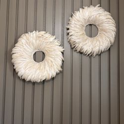 Feather Wall decoration. Set of Two. 
