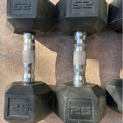 2-25 Pound Under coated Hex dumbbells