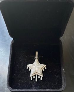 92.5% Silver “Star” Pendant (Only) : VVS1 D Color (Flawless) 300+ Moissanite Stones (Handset Inlay!)