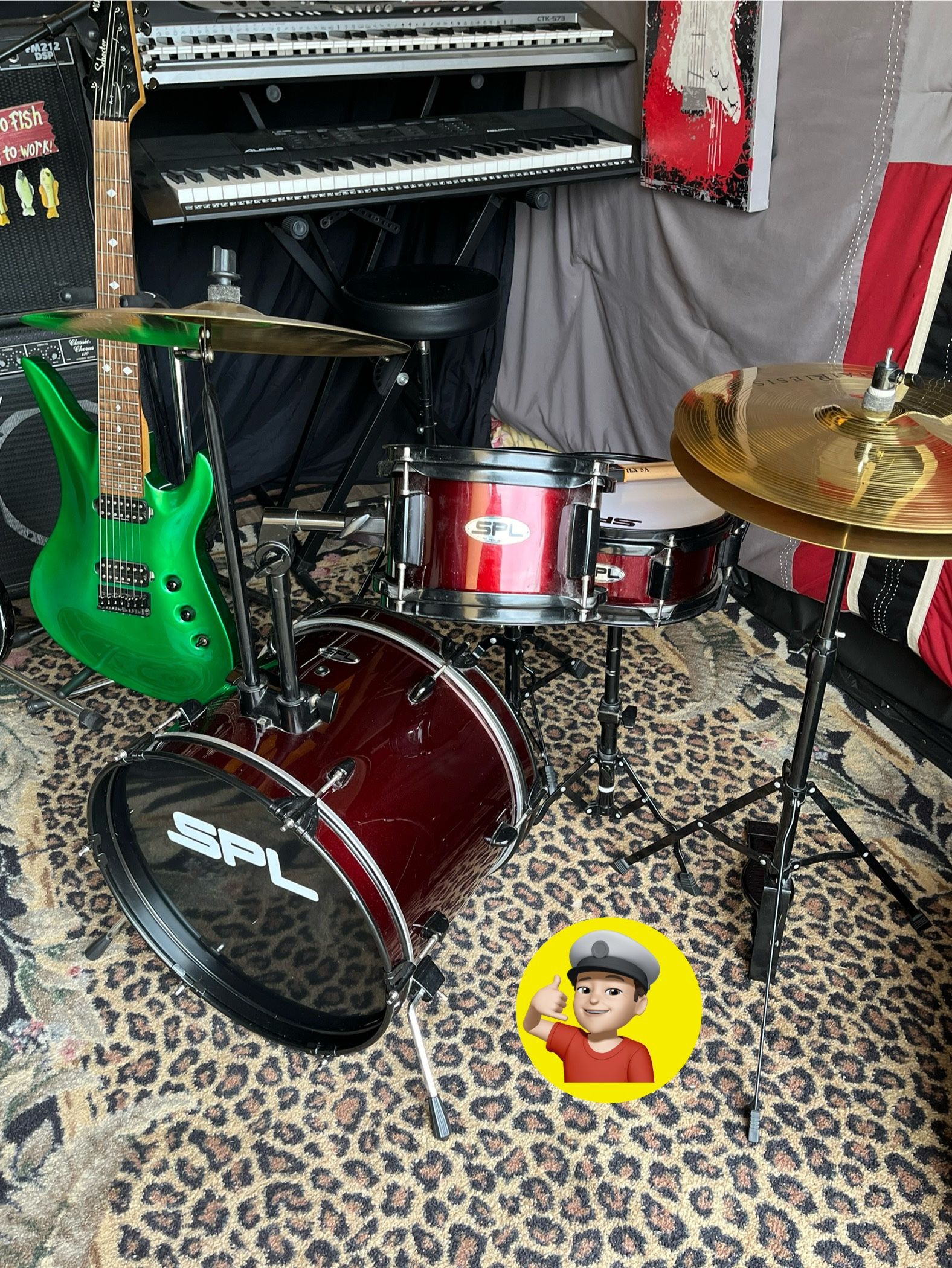 💥 Jr. Drum Set Like New.  NEW CYMBALS!