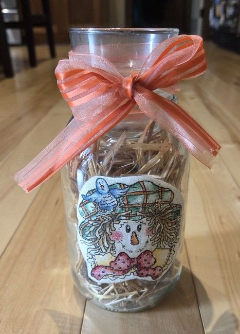 NEW Mason Jar Scarecrow & Pumpkin Votive/Tealight Candle Holder