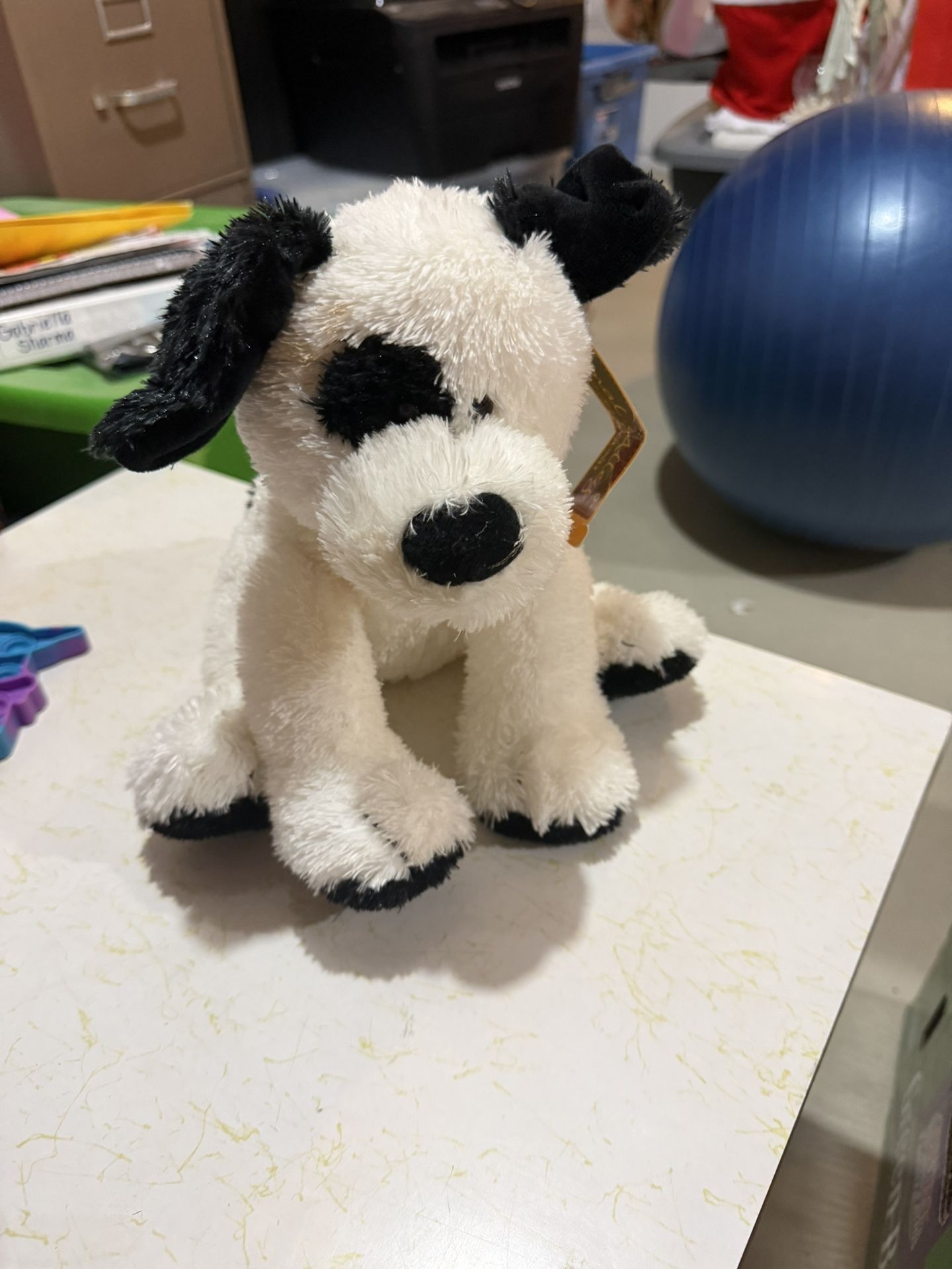 Plush Black and White Dog Toy