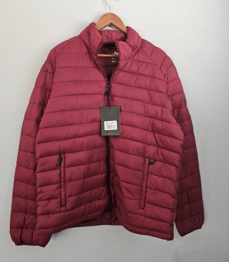Men's Jacket XL Burgundy Bomber Quilted