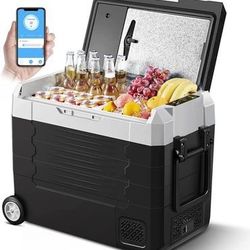 AAOBOSI 12 Volt Car Refrigerator - 59 Quart (55L) WIFI Portable Refrigerator Freezer with Dual Zone