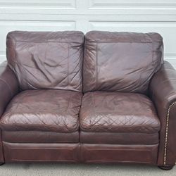 Red Leather Sofa 5’5” Long 2’8” Tall