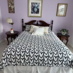 Queen Size Bed  Frame, Headboard  , Mattress And Dresser 