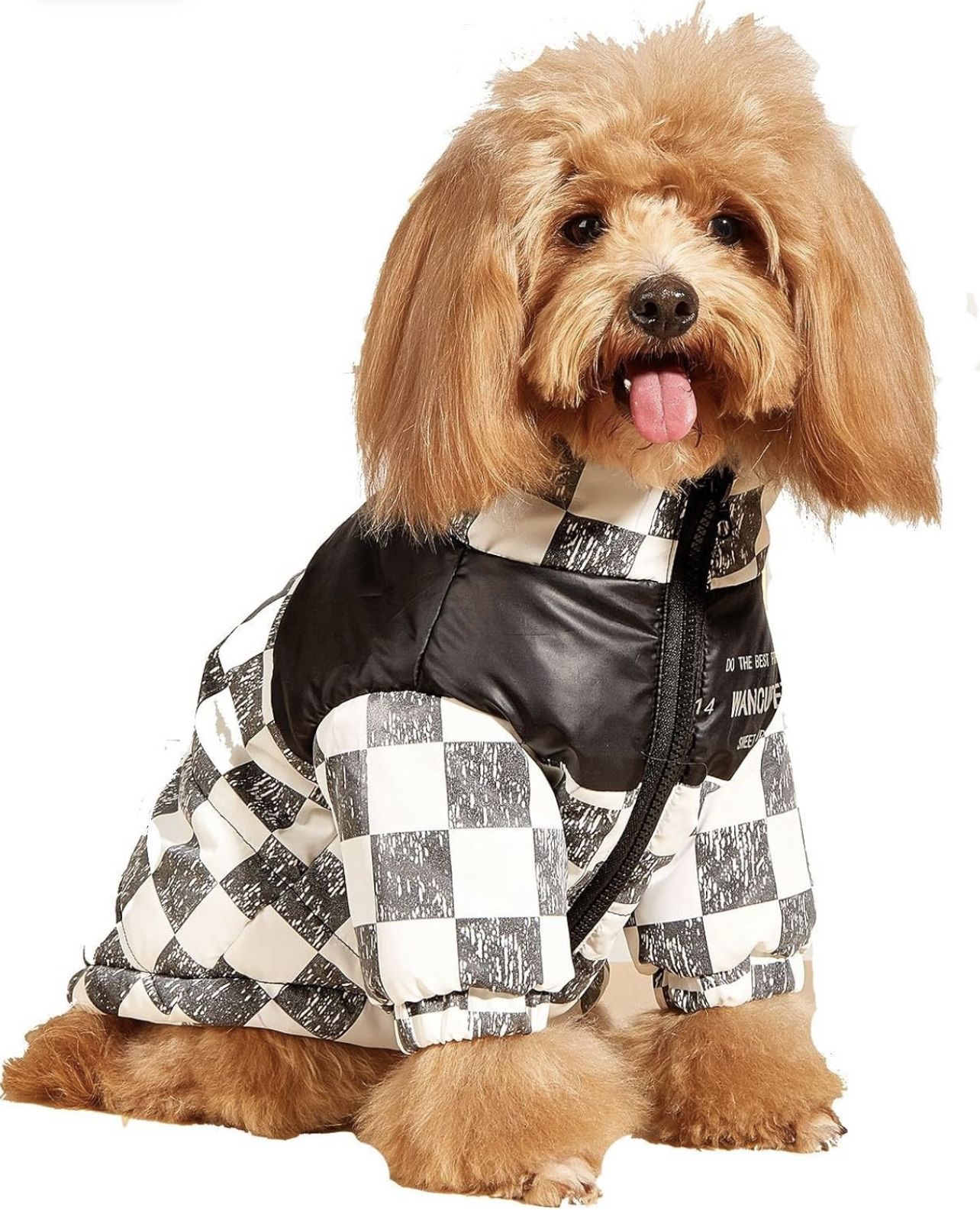 Dog Coat Black and White Plaid: Premium Reversible Waterproof Winter Jacket for Small, Medium, and Large Dogs, Stylish Cold Weather Pet Clothes with R