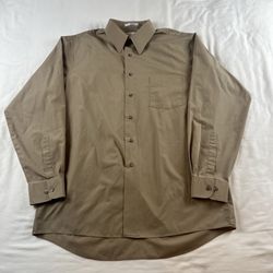 Van Heusen Dress Shirt Mens 34/35 LRG Long Sleeve Poplin Button Up Wrinkle Free