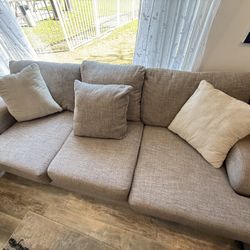 6-seater sofa, gray color, purchased from Moo٫ Dining table for 8 people and 6 chairs