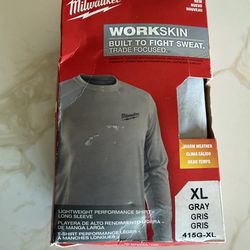 Men's Work Skin Extra Large Gray Light Weight Performance Long-Sleeve T-Shirt