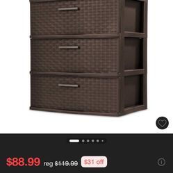 3 Drawer Wide Storage Containers 