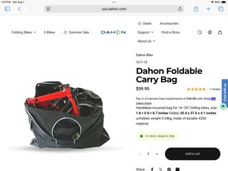 New Dahon Foldable Carry Bag for 14-20” Folding Bikes