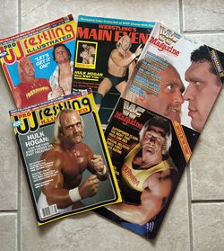 Hulk Hogan Wrestler Magazines.  Excellent Condition.  Pro Wrestling Illustrated, WWF, Wrestling’s Main Event, WWE