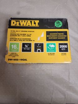 DeWalt 16 Gauge S2 3/4" x 1" Crown Staples (approximately 1900)