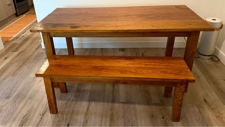 Solid wood table and bench