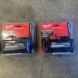 2 New Milwaukee M18 6.0 Batteries