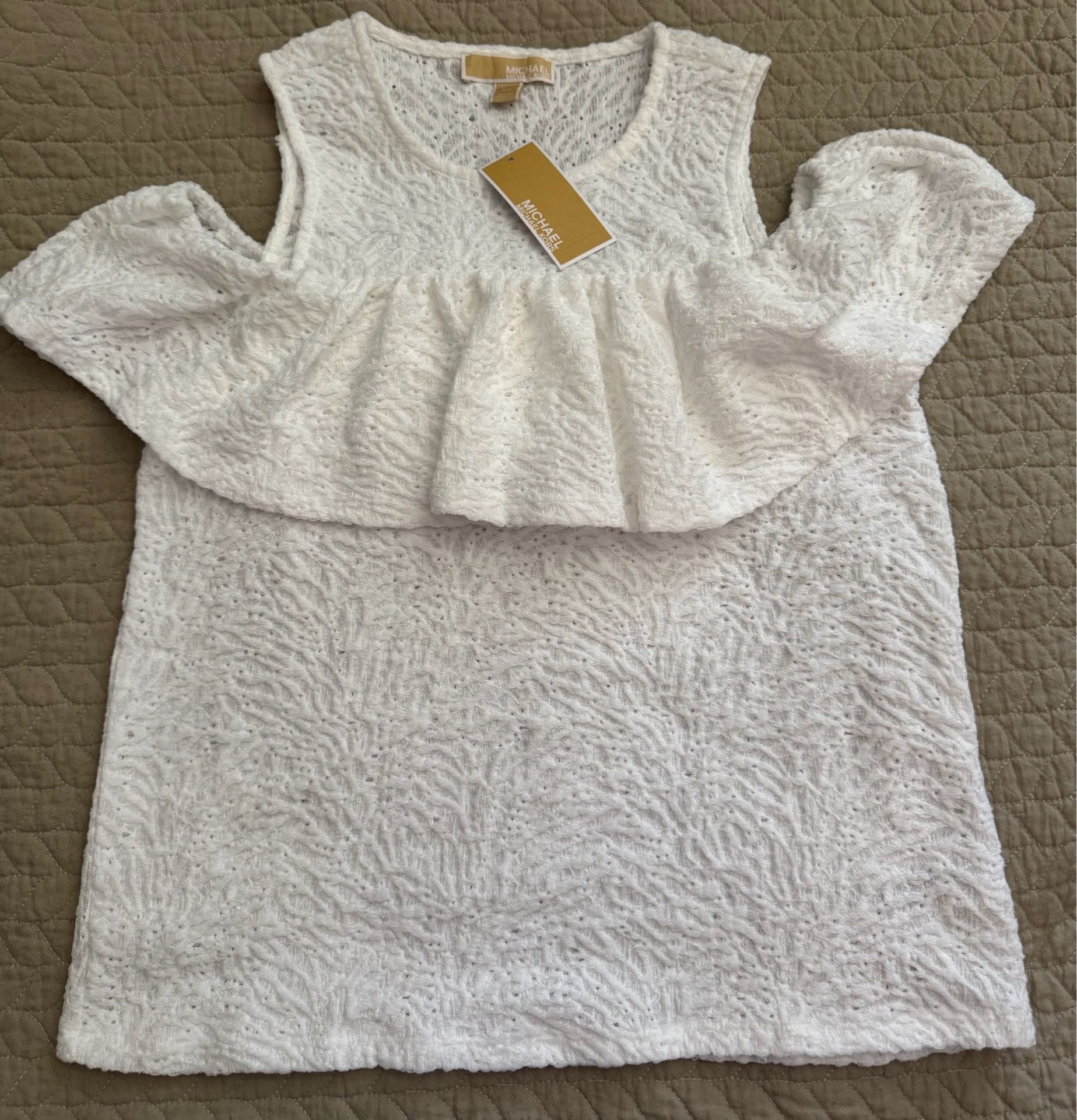NWT New $98 Michael Kors White Off Shoulder Shirt Top Size S Small