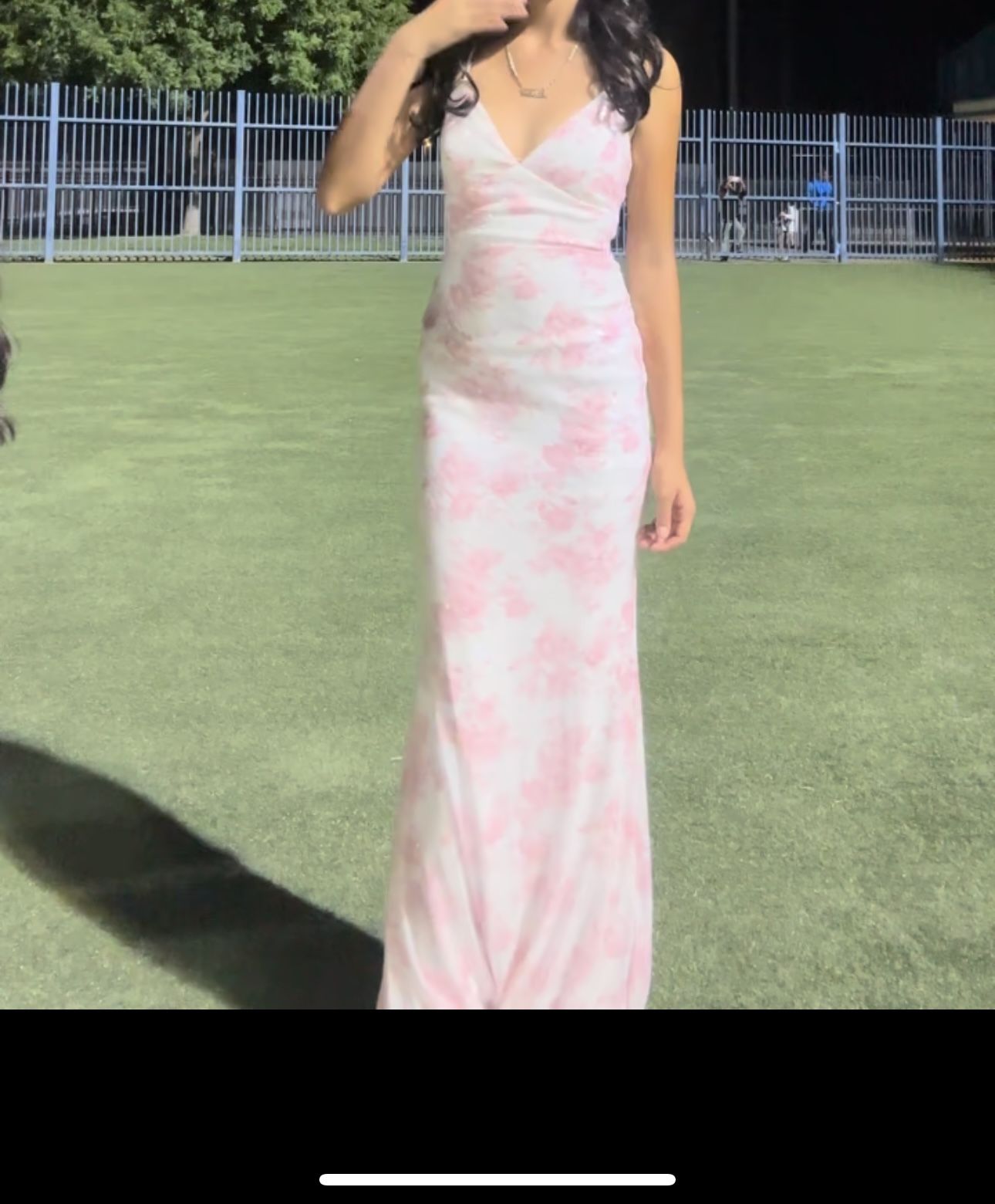 Long Pink And White Floral Dress