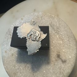 Unique African Continent Pendant with Elephant Cut-Out