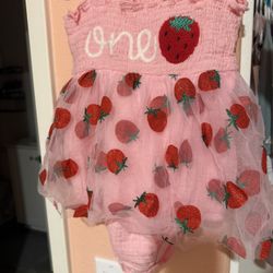 One  Year Old Strawberry Dress . Size 18 Months 