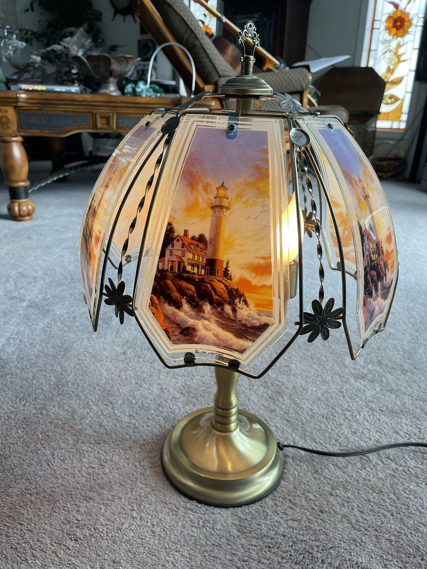 Beautiful Antique Brass Lighthouse Touch Lamp