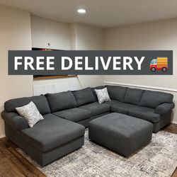 Large Gray Sectional Couch 🛋️- FREE DELIVERY 🚚 LIKE NEW 