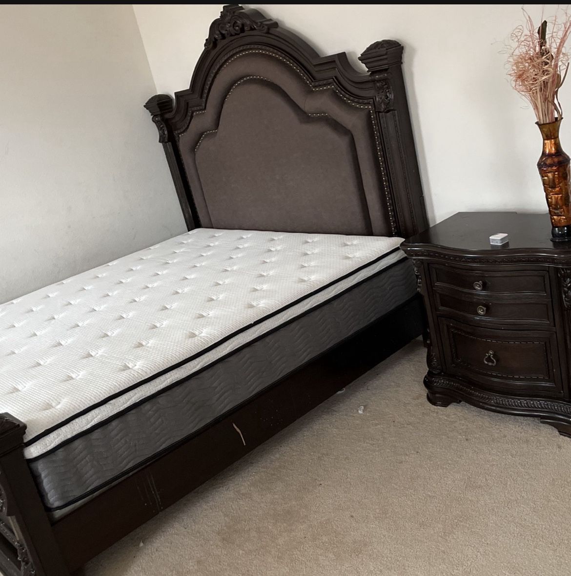 Eastern King And Dresser And Night Stand Box Spring And Mattress