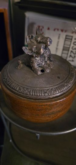 Scotty dog wood pueter bowl.