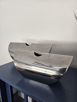 $35.00 - (2) Art Deco/Modern Statement Accents!  Heavy Metal/Mirrored Finish By RIADO!