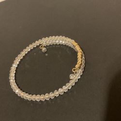Clear Crystal And Gold Beaded Spiral Bracelet 