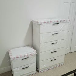 NEW CHEST AND ONE NIGHT STAND -- ASSEMBLED 