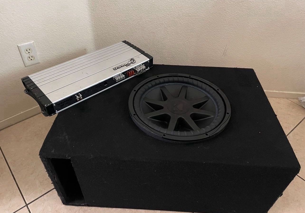 Kicker 15" Sub In A Ported Box With US Amps Amplifier