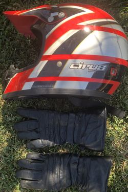 Large helmet and pair of gloves