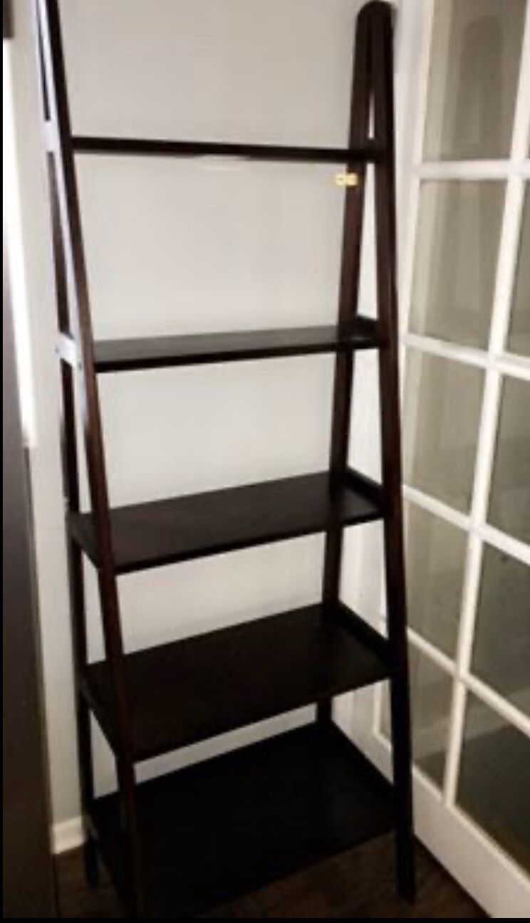 Modern espresso ladder with shelves $80 won’t take less firm