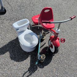 Toddler Bike Skateboard and Toilet 