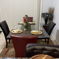 Dining Table Brown  & Red 