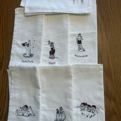 Set Of 7 Christmas Theme Napkins 