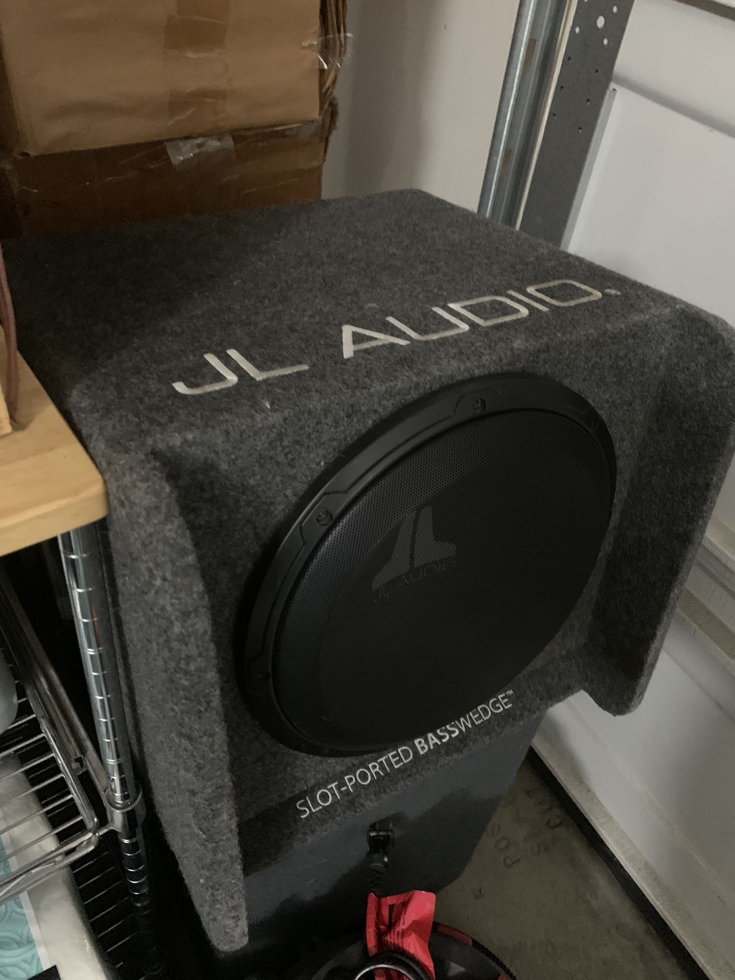 JL audio Subwoofer speaker with JL box enclosure JL speaker grill