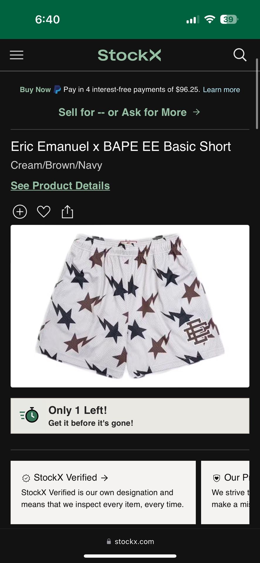 Eric Emanuel x bape shorts