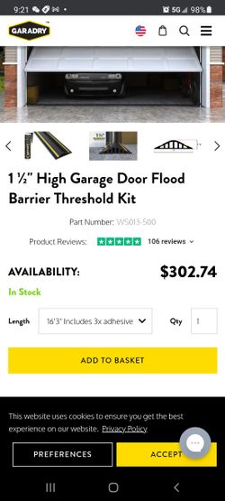 Garage Garadry 1.5" Flood 16'3" Double Car Leveling New
