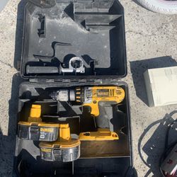 DeWalt Hammer Drill With Two Batteries Missing Chargers 
