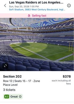 Chargers vs Raiders at SoFi stadium - plaza level