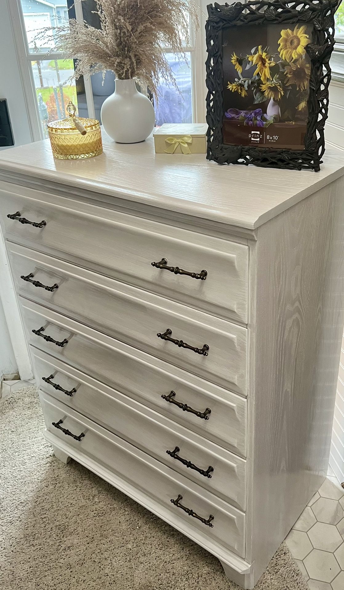 White Solid Wood Dresser Refurbished Like New