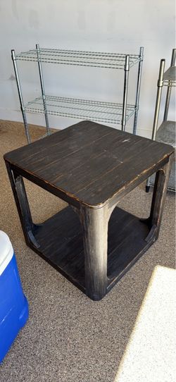 Dark Wood End Table with Lower Shelf