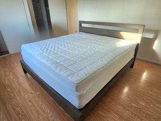King size bed, frame, mattress, topper, new sheets
