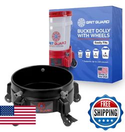Grit Guard Bucket Dolly with Wheels - Rolling Detailing Wash Bucket with 5 Wheels and 2 Locking Casters Compatible with 2.5, 4, 5 and 6 Gallon Buckets