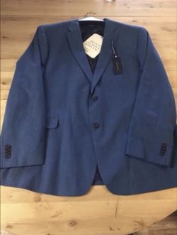 New Tommy Hilfiger Cotton Chambray Blazer Size: 48 L Bright Blue